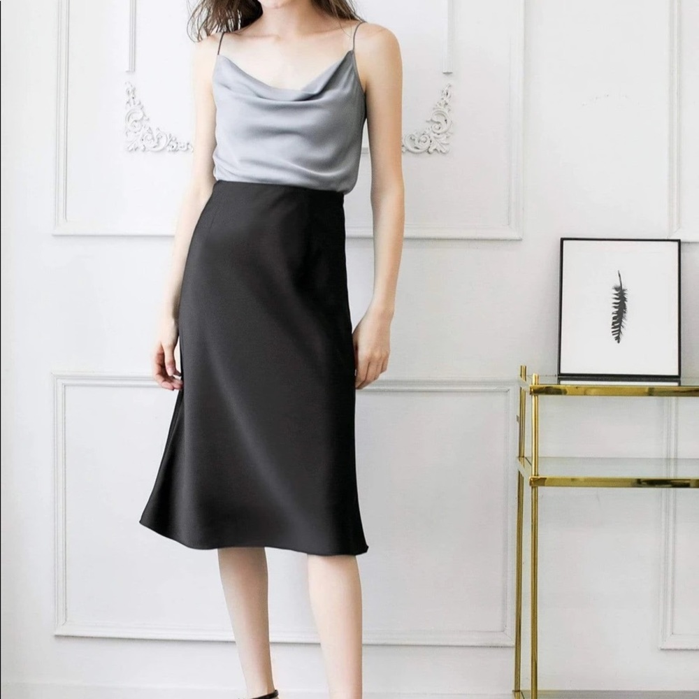 NWT J.ING Desiree Black Slip Skirt